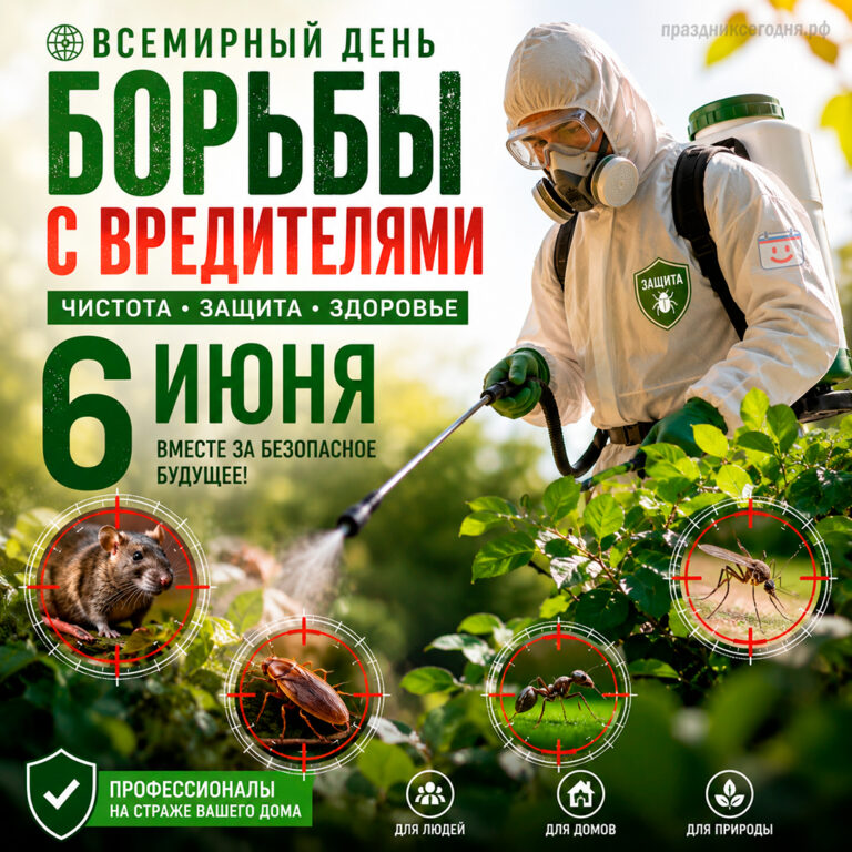 Открытка ко Всемирному дню борьбы с вредителями 6 июня