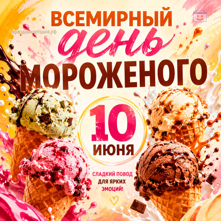 Открытка ко Всемирному дню мороженого 10 июня