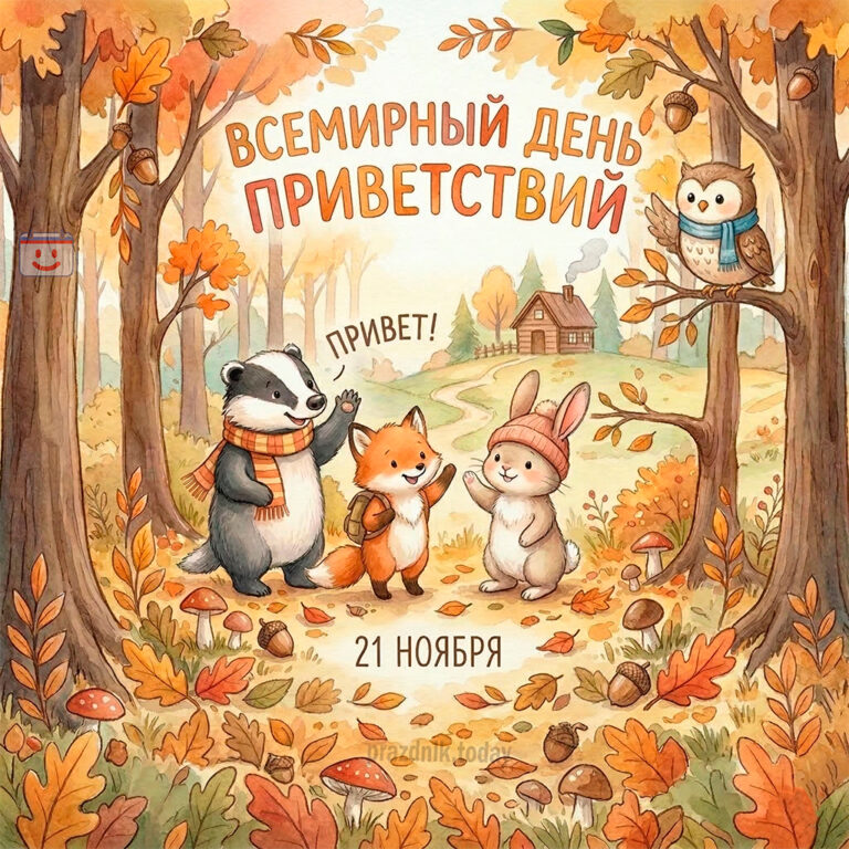 открытка ко Всемирному дню приветствий 21 ноября