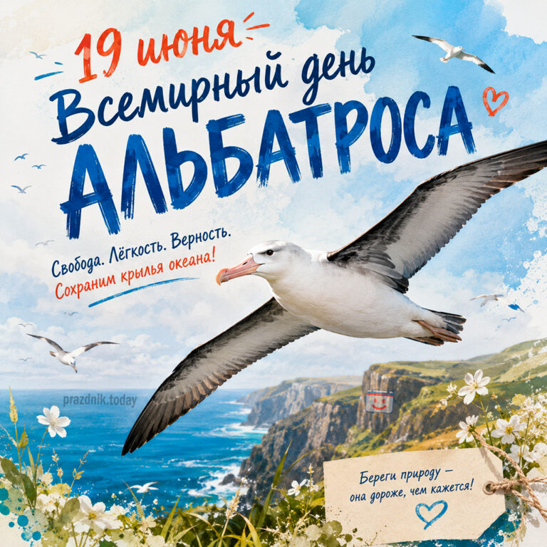 Открытка ко Всемирному дню альбатроса 19 июня