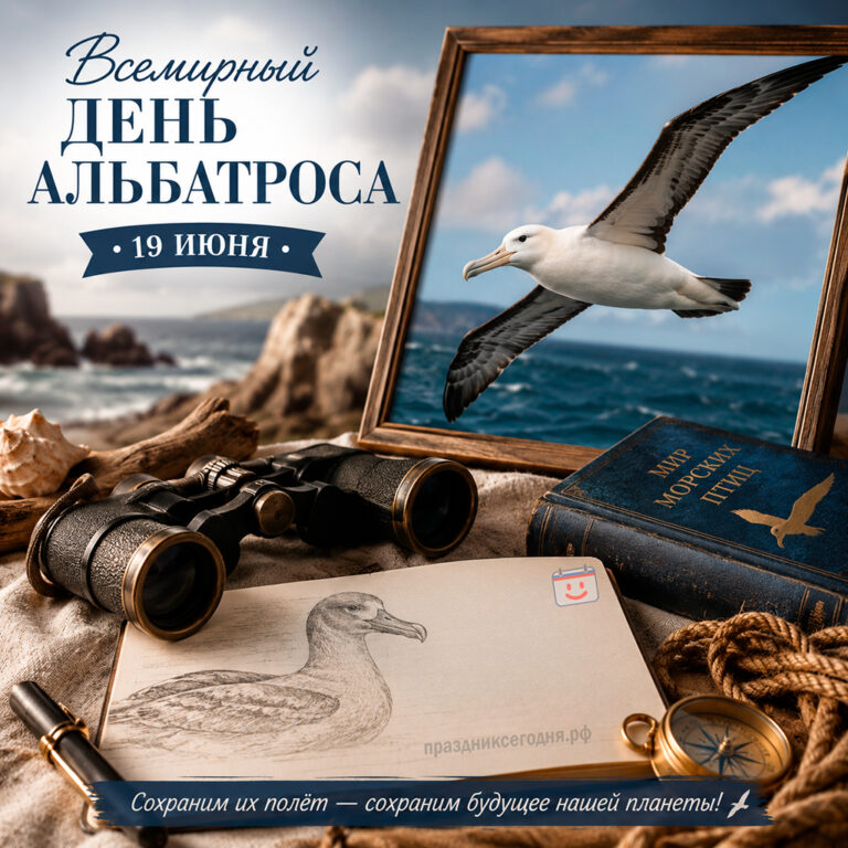 Открытка ко Всемирному дню альбатроса 19 июня