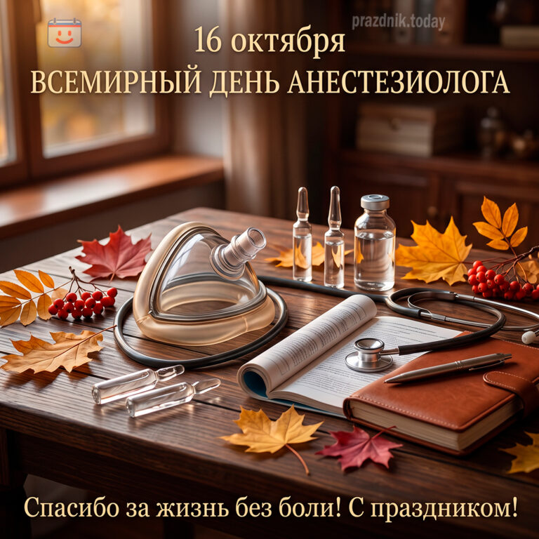 Открытка ко Всемирному дню анестезиолога 16 октября