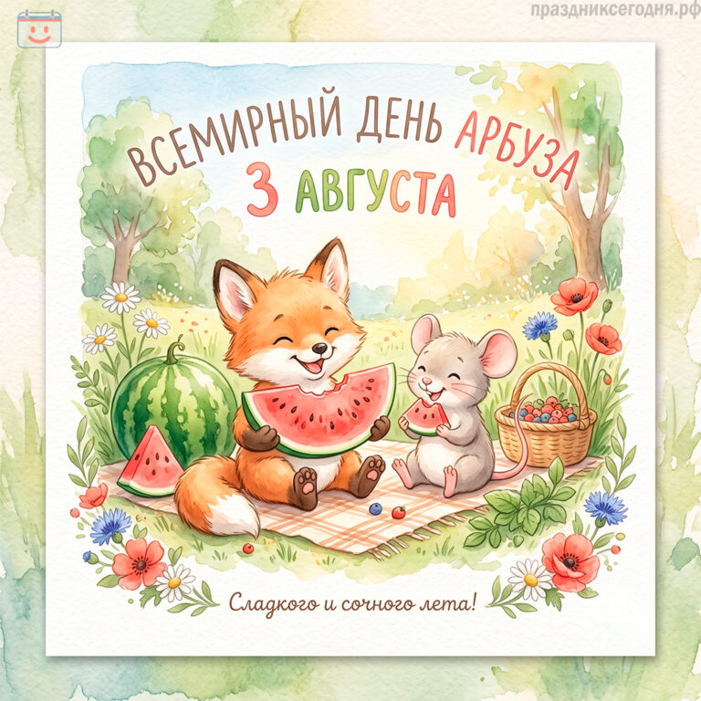 Открытка ко Всемирному дню арбуза 3 августа
