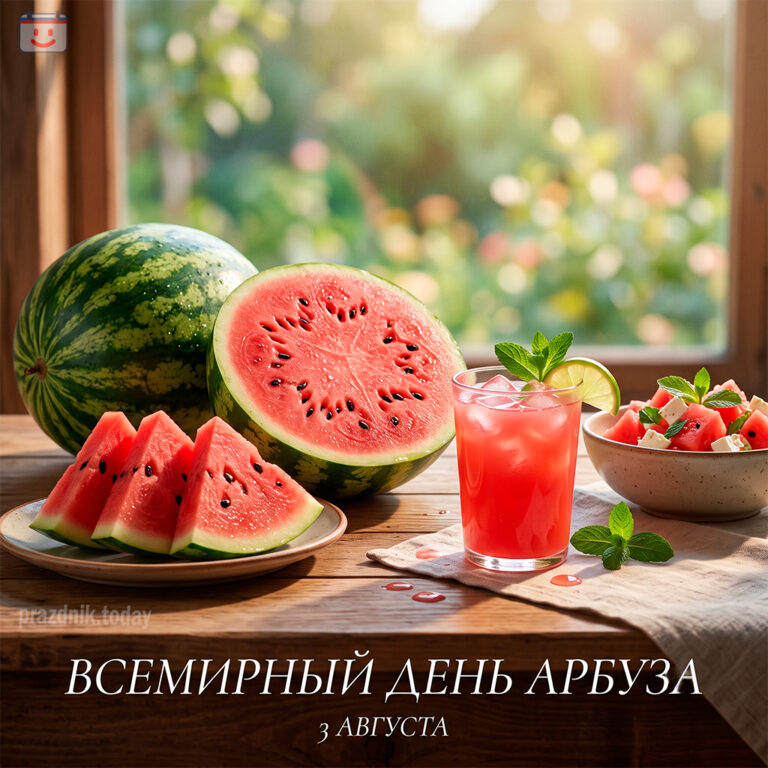 Открытка ко Всемирному дню арбуза 3 августа