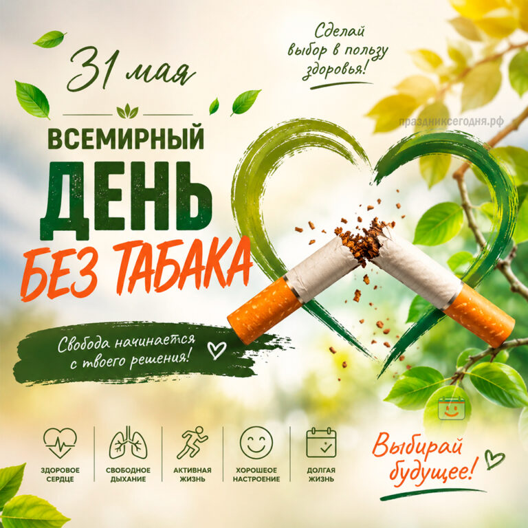Открытка ко Всемирному дню без табака 31 мая
