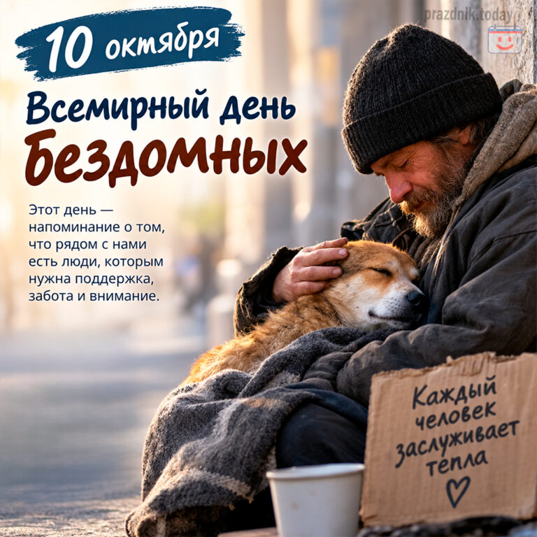 Открытка ко Всемирному дню бездомных 10 октября
