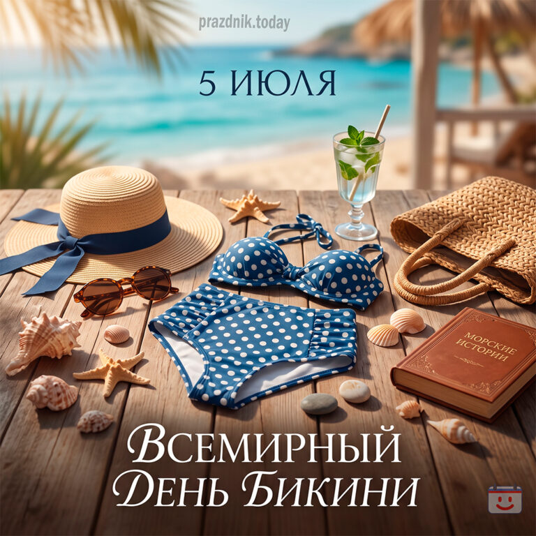 Открытка ко Всемирному дню бикини 5 июля