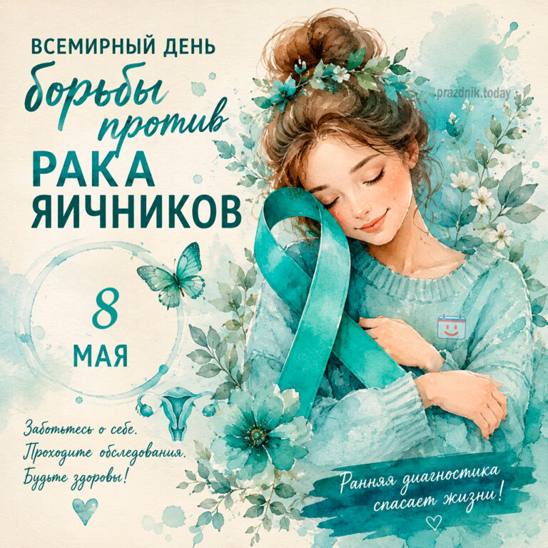 Открытка ко Всемирному дню борьбы против рака яичников 8 мая