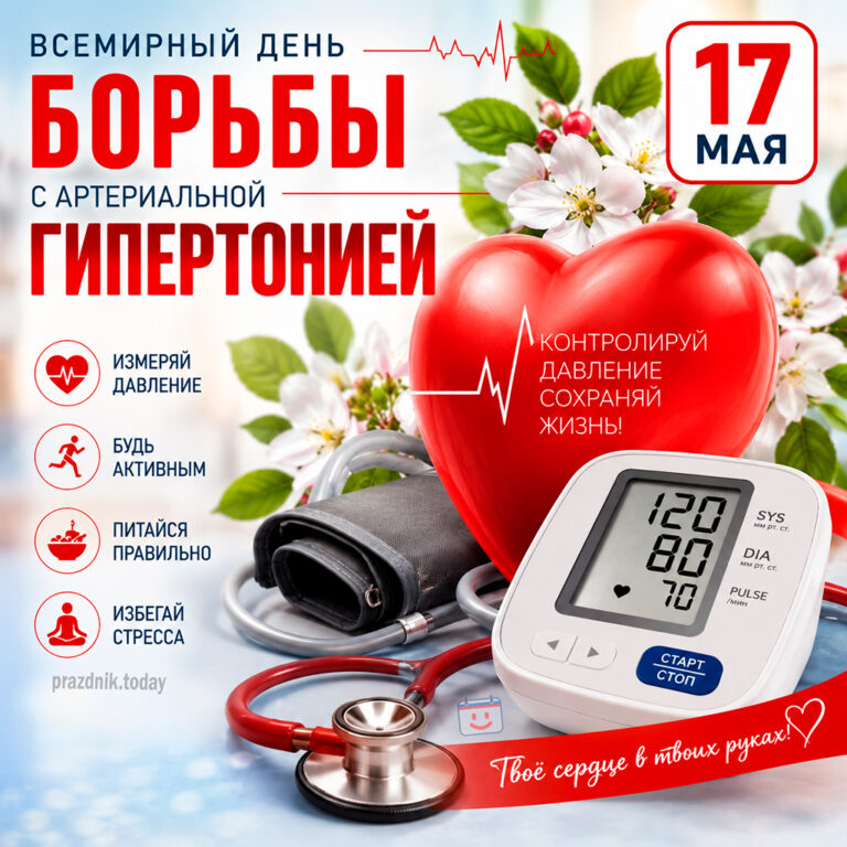 Открытка ко Всемирному дню борьбы с артериальной гипертонией 17 мая