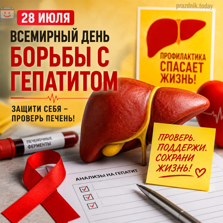 Открытка ко Всемирному дню борьбы с гепатитом 28 июля