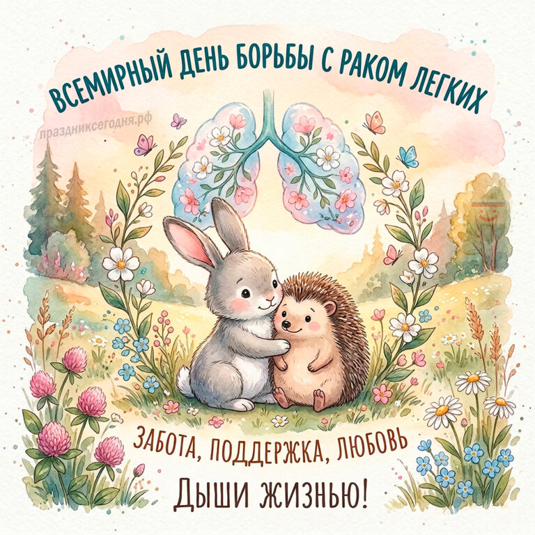 Открытка ко Всемирному дню борьбы с раком легких 1 августа
