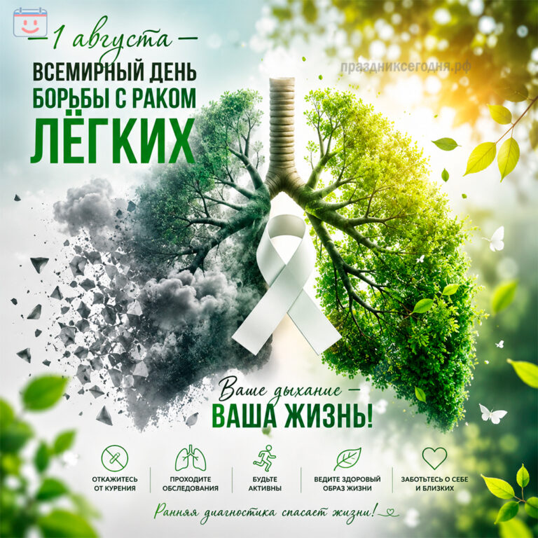 Открытка ко Всемирному дню борьбы с раком легких 1 августа