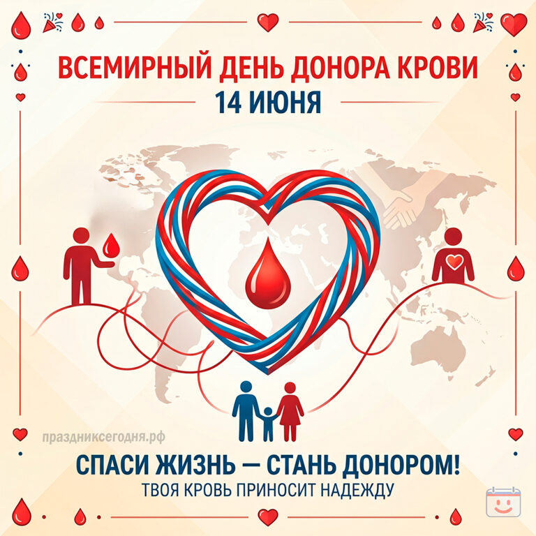 Открытка ко Всемирному дню донора крови 14 июня