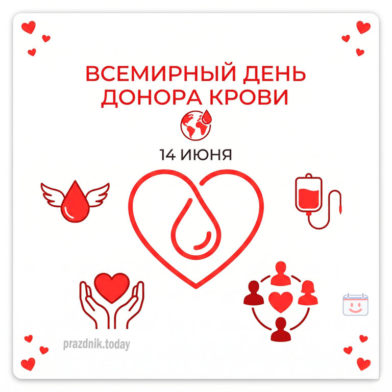Открытка ко Всемирному дню донора крови 14 июня