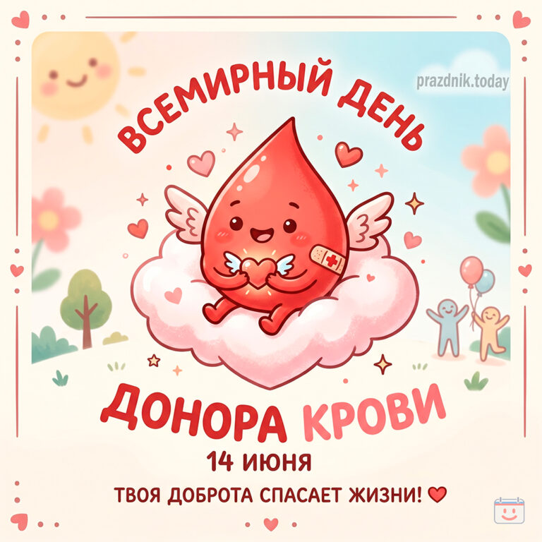 Открытка ко Всемирному дню донора крови 14 июня
