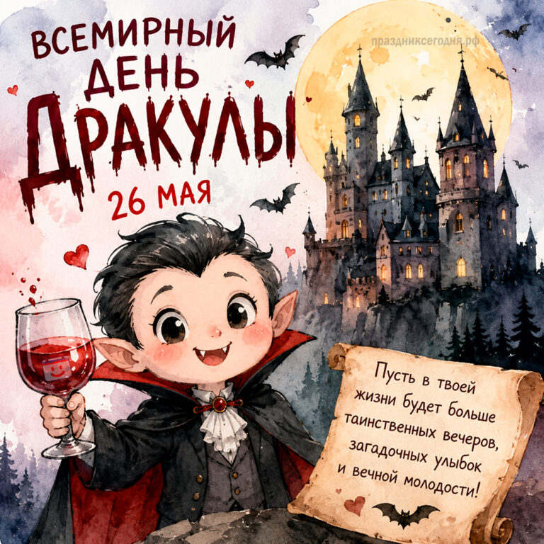 Открытка ко Всемирному дню Дракулы 26 мая