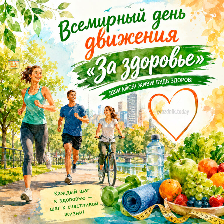 Открытка ко Всемирному дню движения «За здоровье» 10 мая