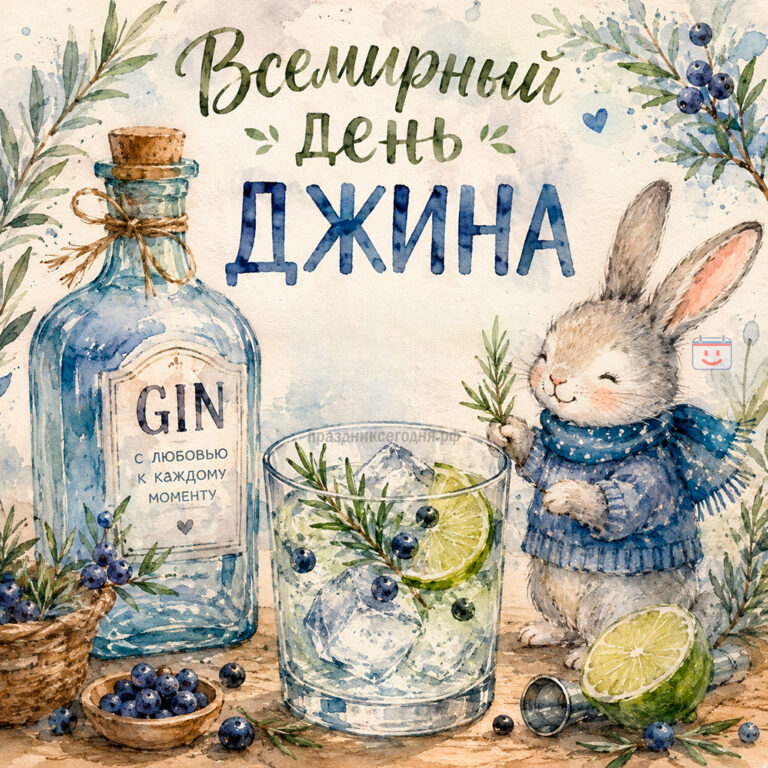 Открытка ко Всемирному дню джина