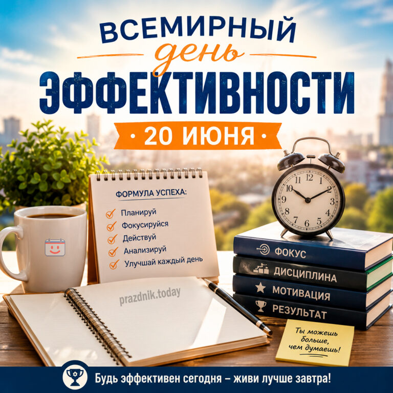 Открытка ко Всемирному дню эффективности 20 июня