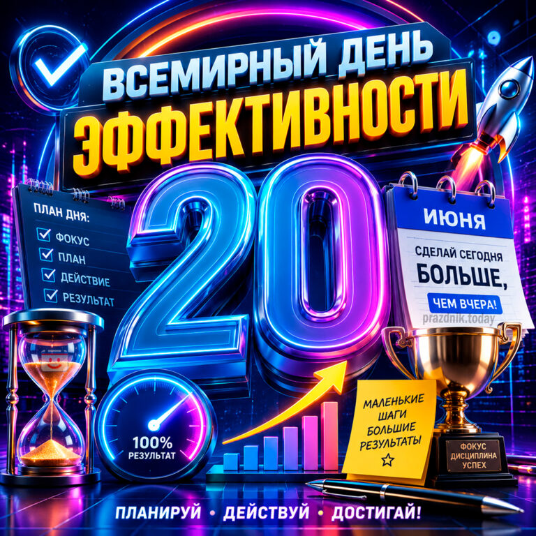 Открытка ко Всемирному дню эффективности 20 июня