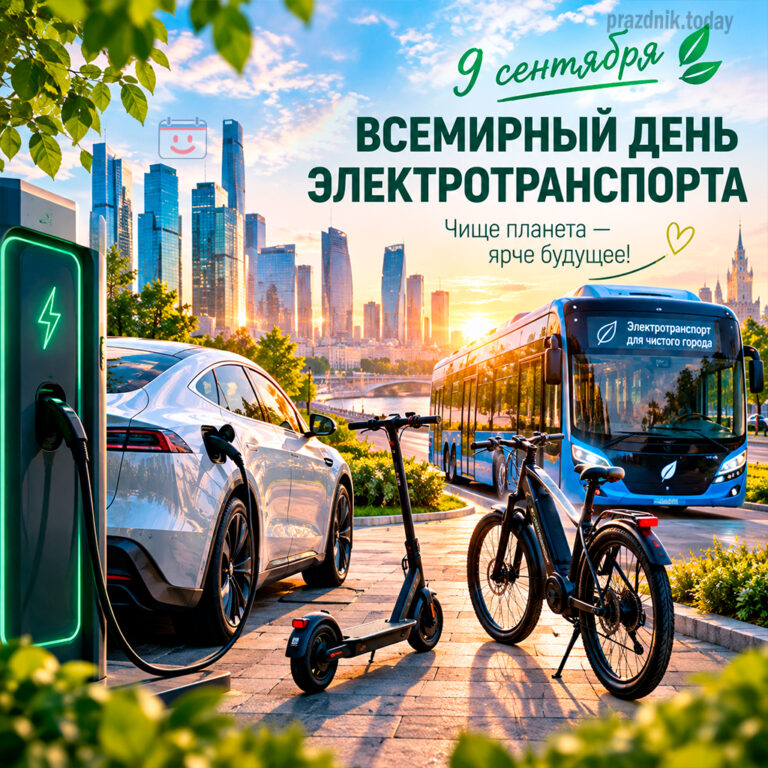 Открытка ко Всемирному дню электротранспорта 9 сентября