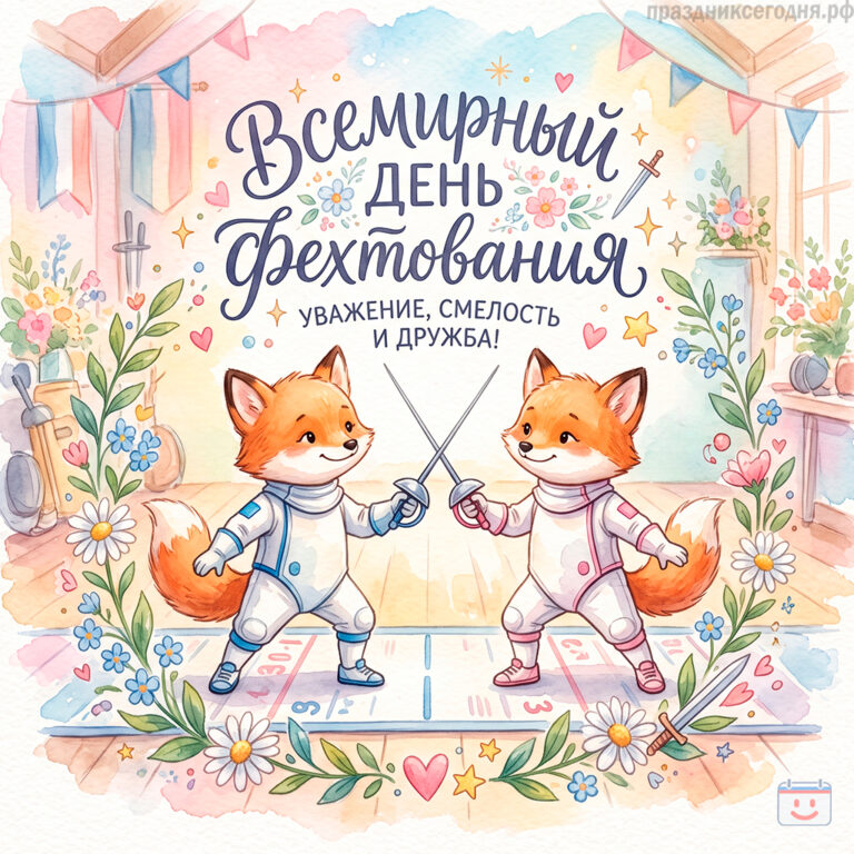 Открытка ко Всемирному дню фехтования