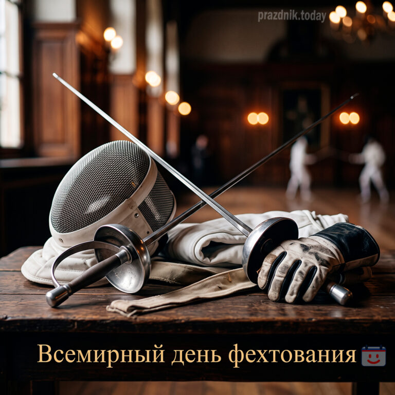 Открытка ко Всемирному дню фехтования