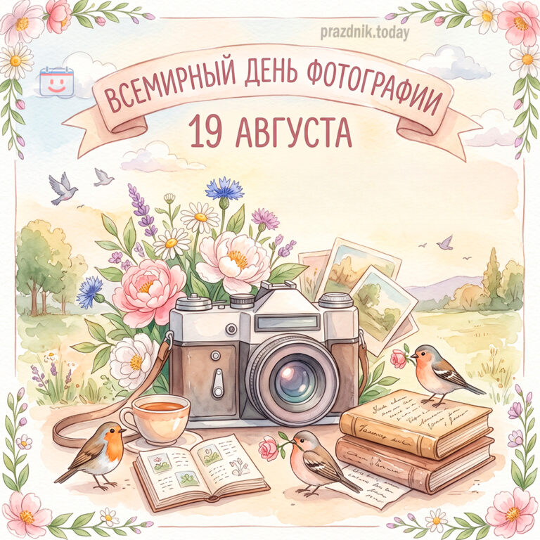 Открытка ко Всемирному дню фотографии 19 августа