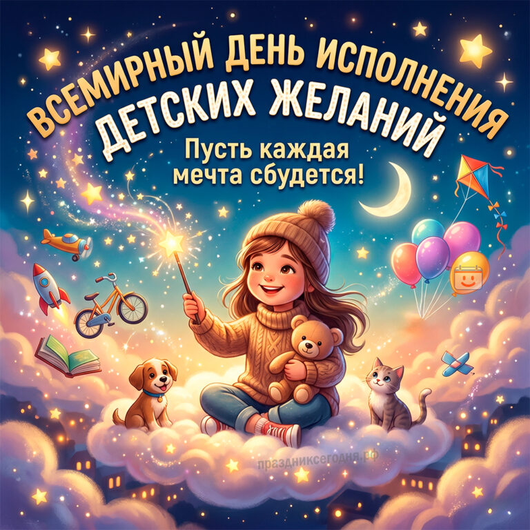 Открытка со Всемирным днём исполнения детских желаний 29 апреля