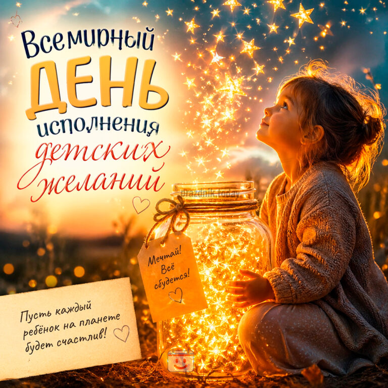 Открытка со Всемирным днём исполнения детских желаний 29 апреля