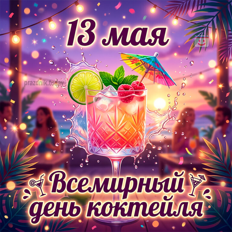 Открытка ко Всемирному дню коктейля 13 мая