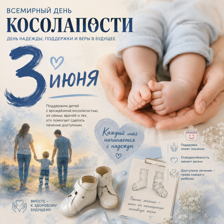 Открытка ко всемирному дню косолапости 3 июня