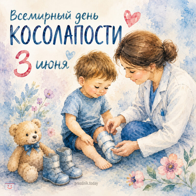 Открытка ко всемирному дню косолапости 3 июня