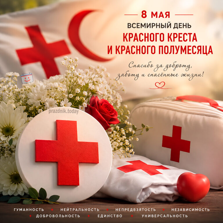 Открытка ко Всемирному дню Красного Креста и Красного Полумесяца 8 мая