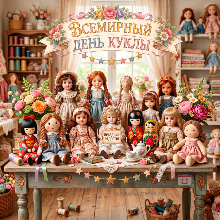 Открытка ко Всемирному дню куклы