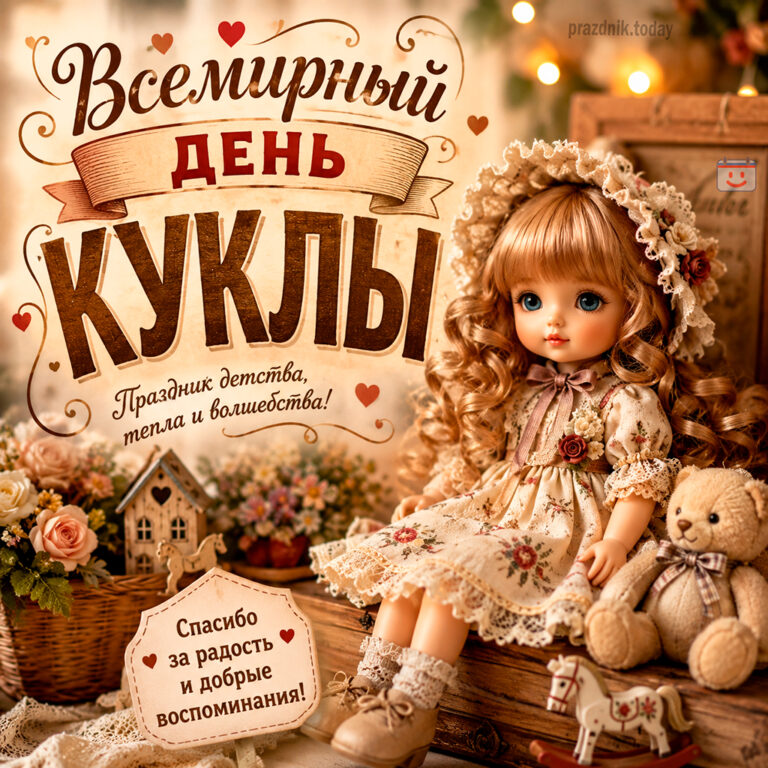 Открытка ко Всемирному дню куклы