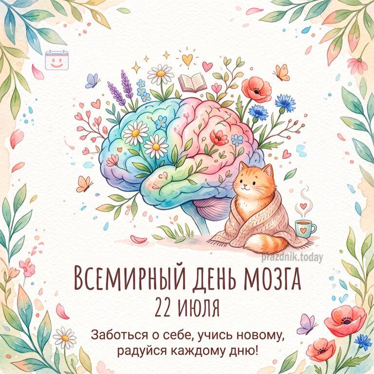 Открытка ко Всемирному дню мозга 22 июля