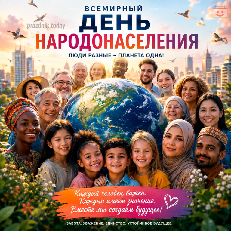 Открытка ко Всемирному дню народонаселения 11 июля