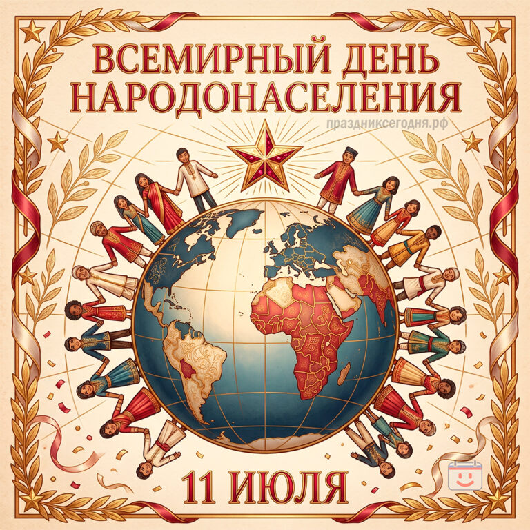 Открытка ко Всемирному дню народонаселения 11 июля