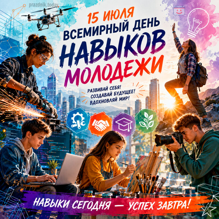 Открытка ко Всемирному дню навыков молодежи 15 июля