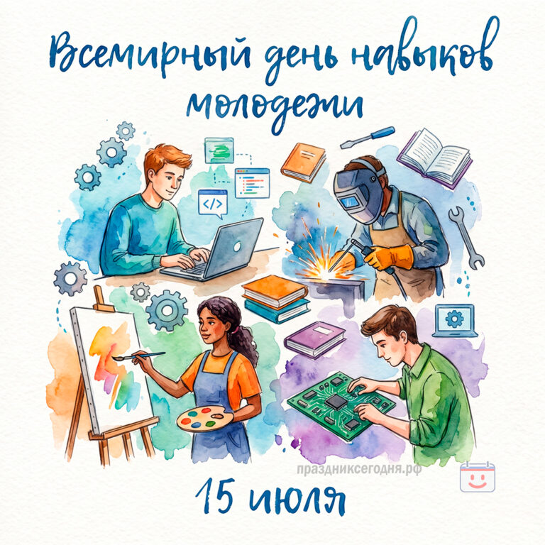 Открытка ко Всемирному дню навыков молодежи 15 июля