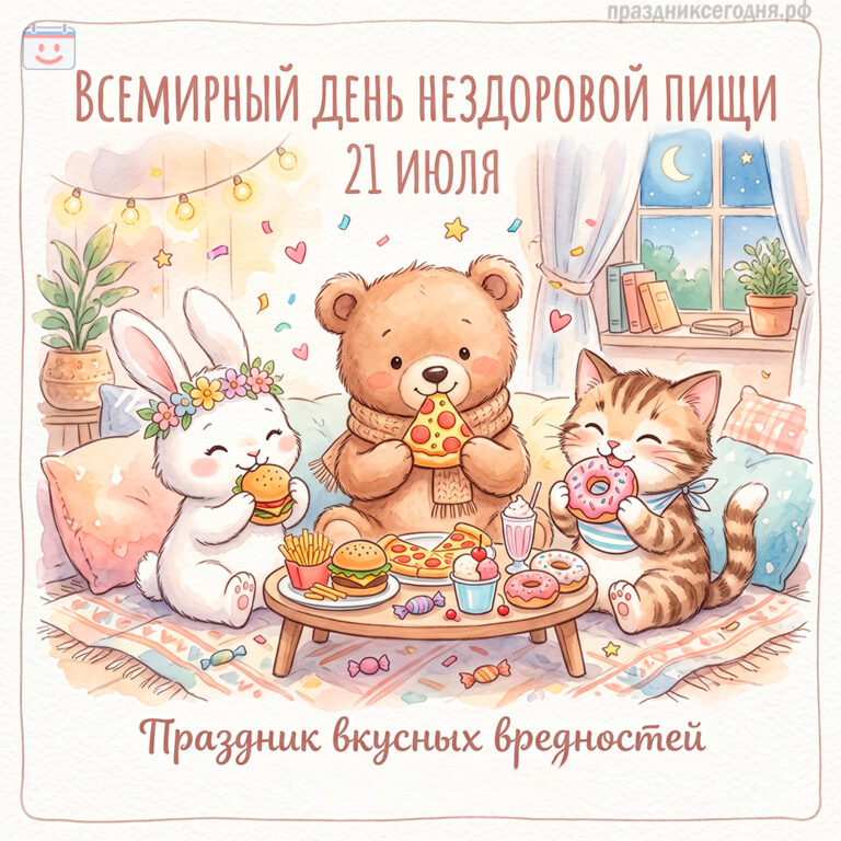 Открытка ко Всемирному дню нездоровой пищи 21 июля