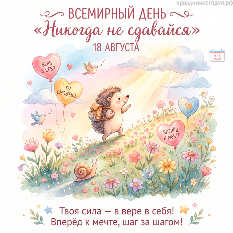 Открытка ко Всемирному дню «Никогда не сдавайся» 18 августа