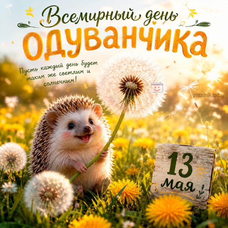 Открытка ко Всемирному дню одуванчика 13 мая