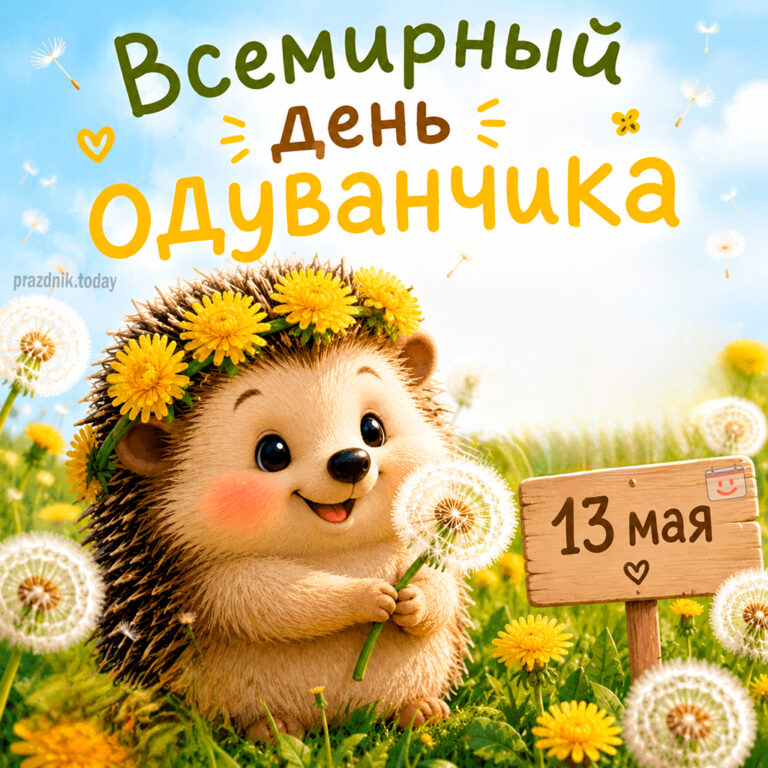 Открытка ко Всемирному дню одуванчика 13 мая