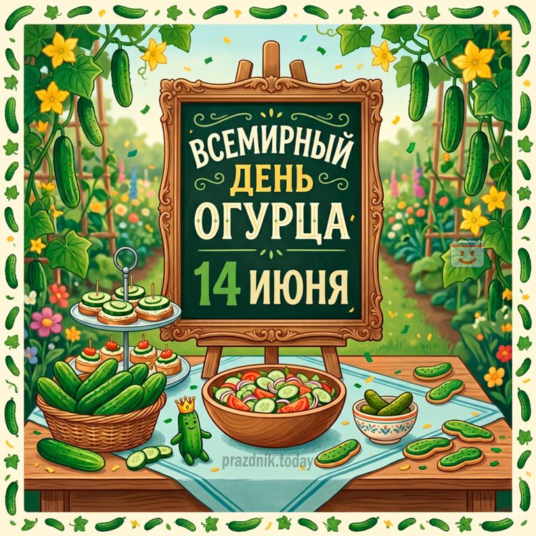 Открытка ко Всемирному дню огурца 14 июня