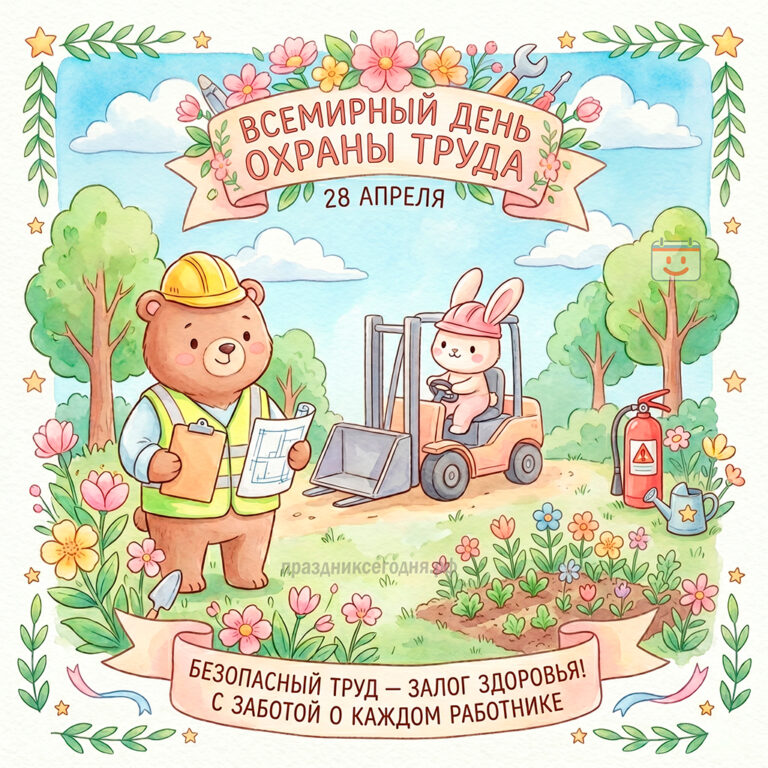 Открытка ко Всемирному дню охраны труда 28 апреля