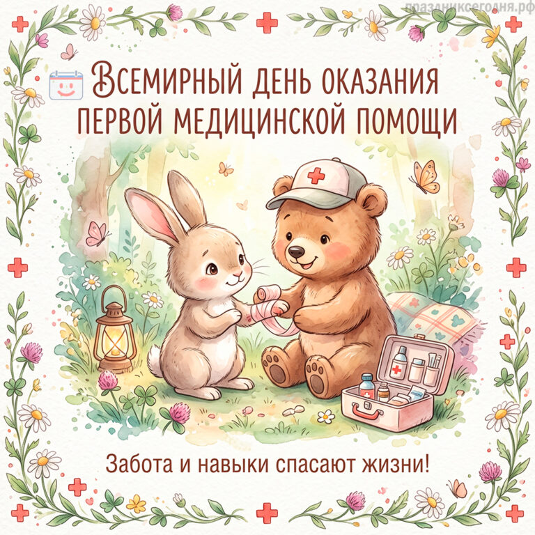 Открытка ко Всемирному дню оказания первой медицинской помощи