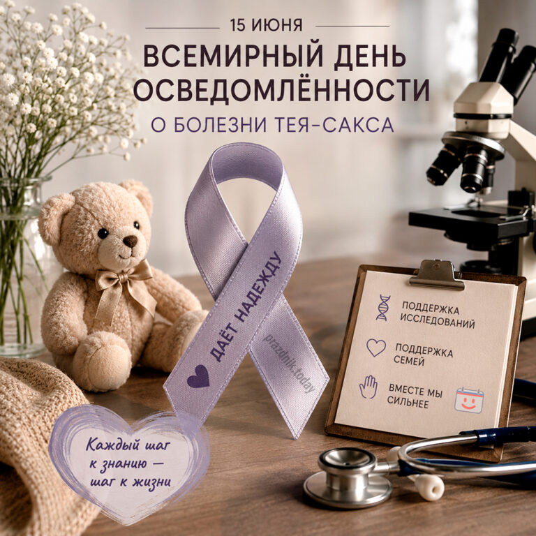 Открытка ко Всемирному дню осведомлённости о болезни Тея-Сакса 15 июня