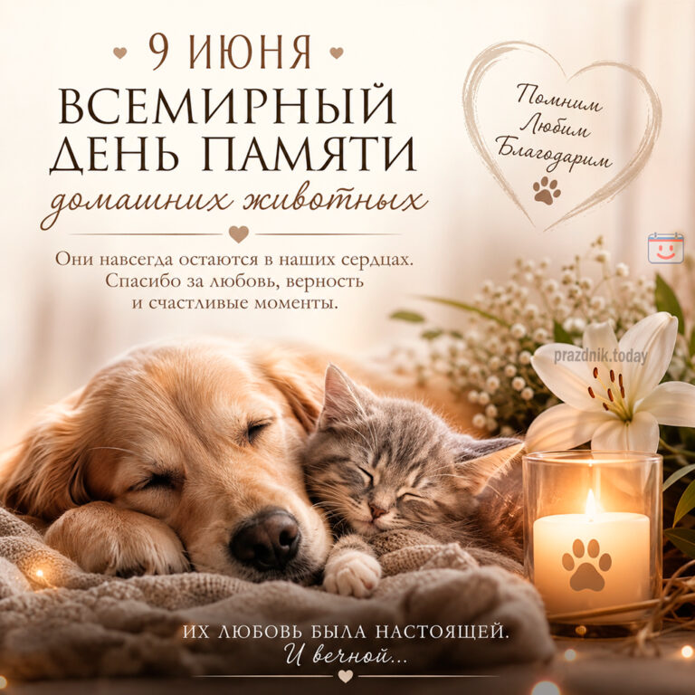 Открытка ко Всемирному дню памяти домашних животных